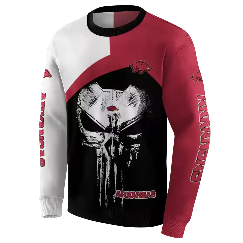 arkansas razorbacks skull punisher white black hoodie new arrival arkansas razorbacks skull punisher white black hoodie new arrival