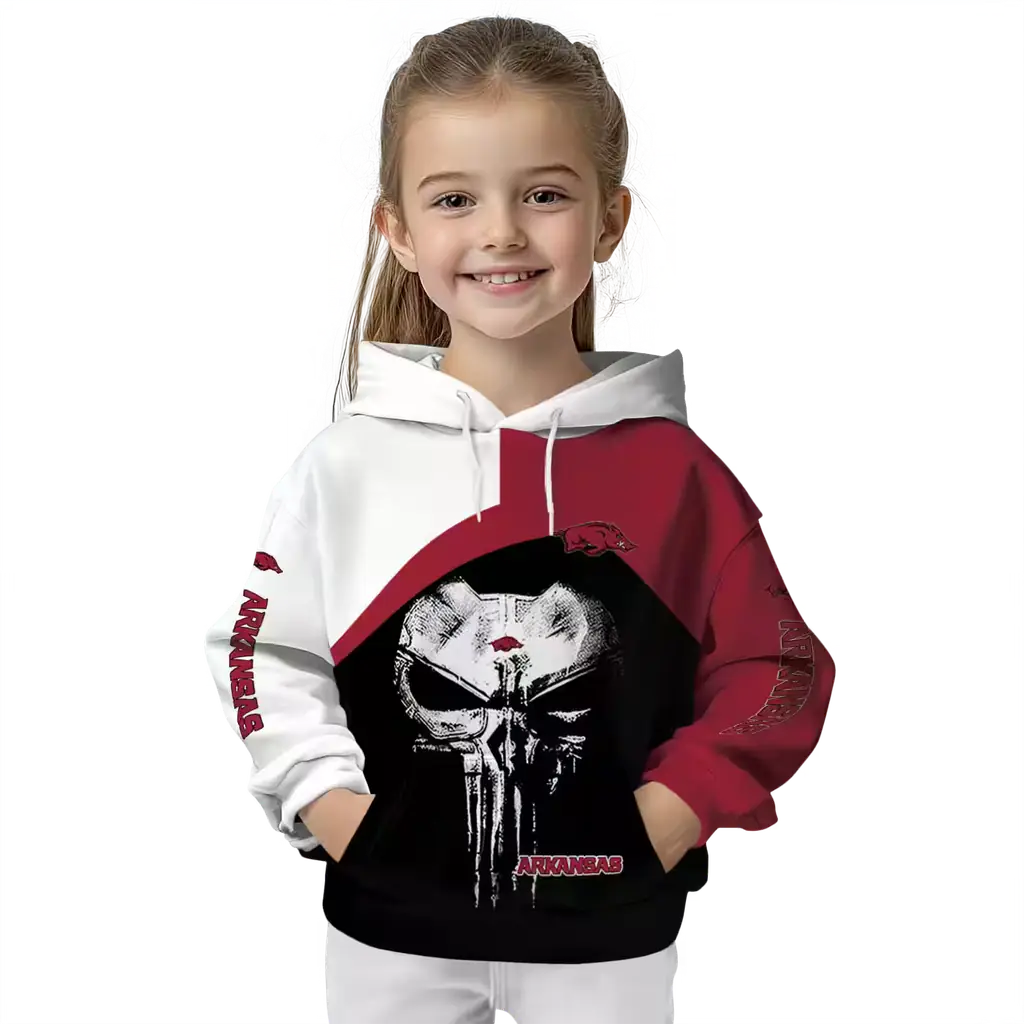 arkansas razorbacks skull punisher white black hoodie top rated arkansas razorbacks skull punisher white black hoodie top rated