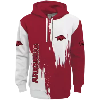 arkansas razorbacks splatter effect red hoodie best selling