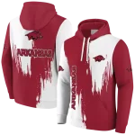 arkansas razorbacks splatter effect red hoodie best selling
