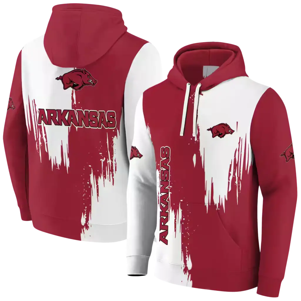 arkansas razorbacks splatter effect red hoodie fashion forward arkansas razorbacks splatter effect red hoodie fashion forward