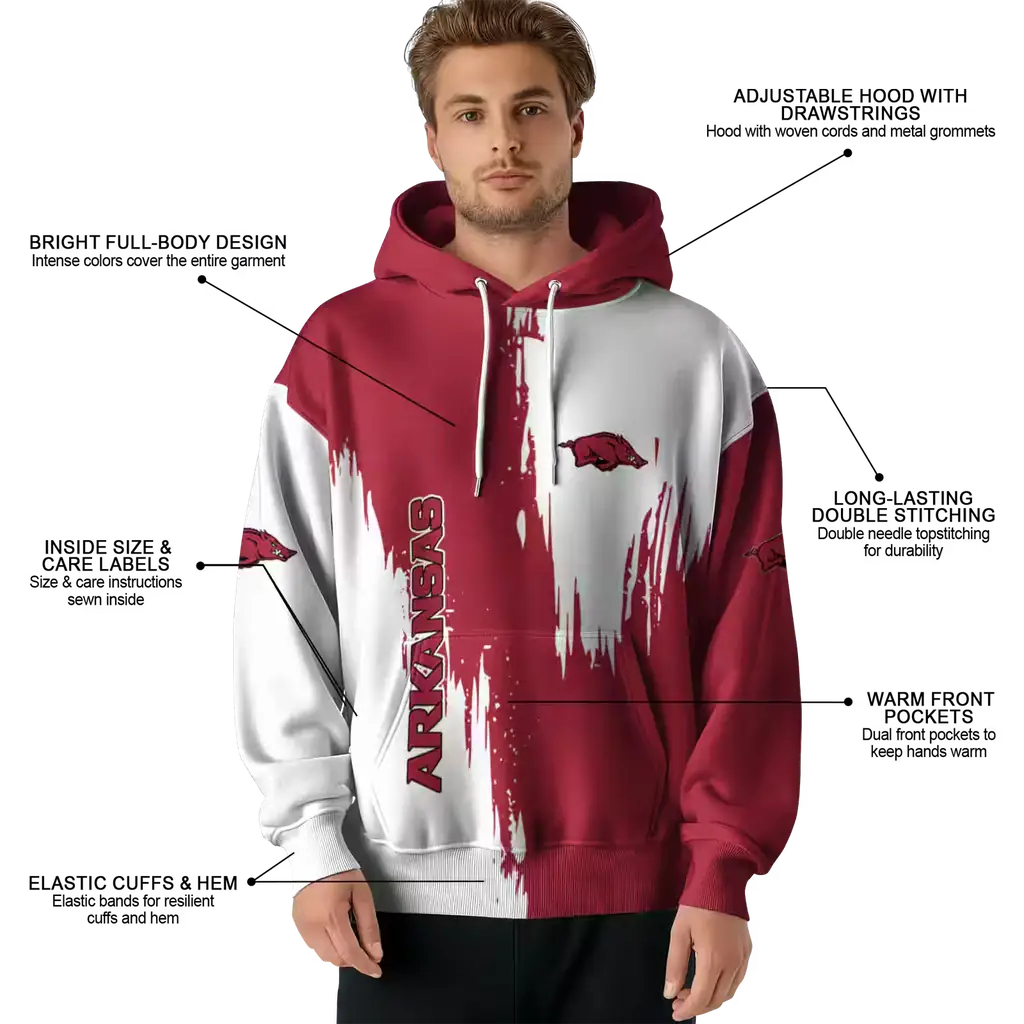 arkansas razorbacks splatter effect red hoodie latest model arkansas razorbacks splatter effect red hoodie latest model