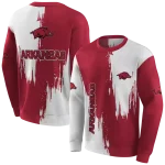 arkansas razorbacks splatter effect red hoodie best selling