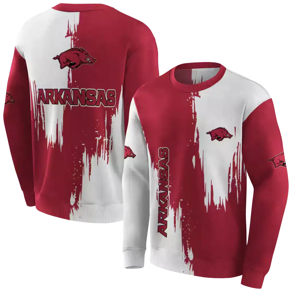 arkansas razorbacks splatter effect red hoodie premium grade arkansas razorbacks splatter effect red hoodie premium grade