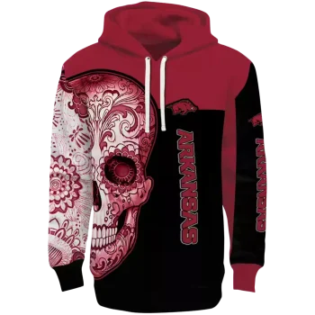 arkansas razorbacks sugar skull red black hoodie best selling