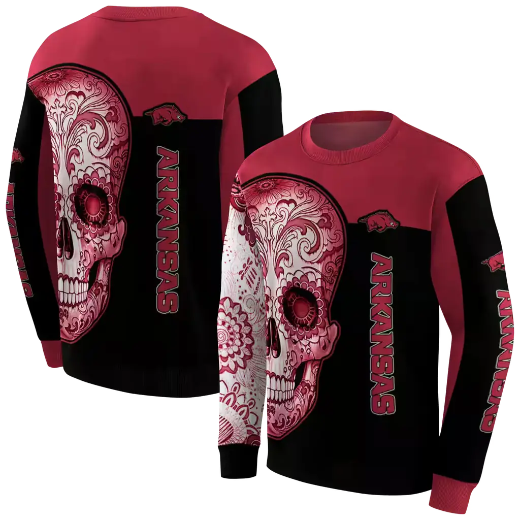 arkansas razorbacks sugar skull red black hoodie premium grade arkansas razorbacks sugar skull red black hoodie premium grade