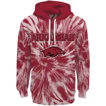 arkansas razorbacks tie dye pattern red hoodie best selling