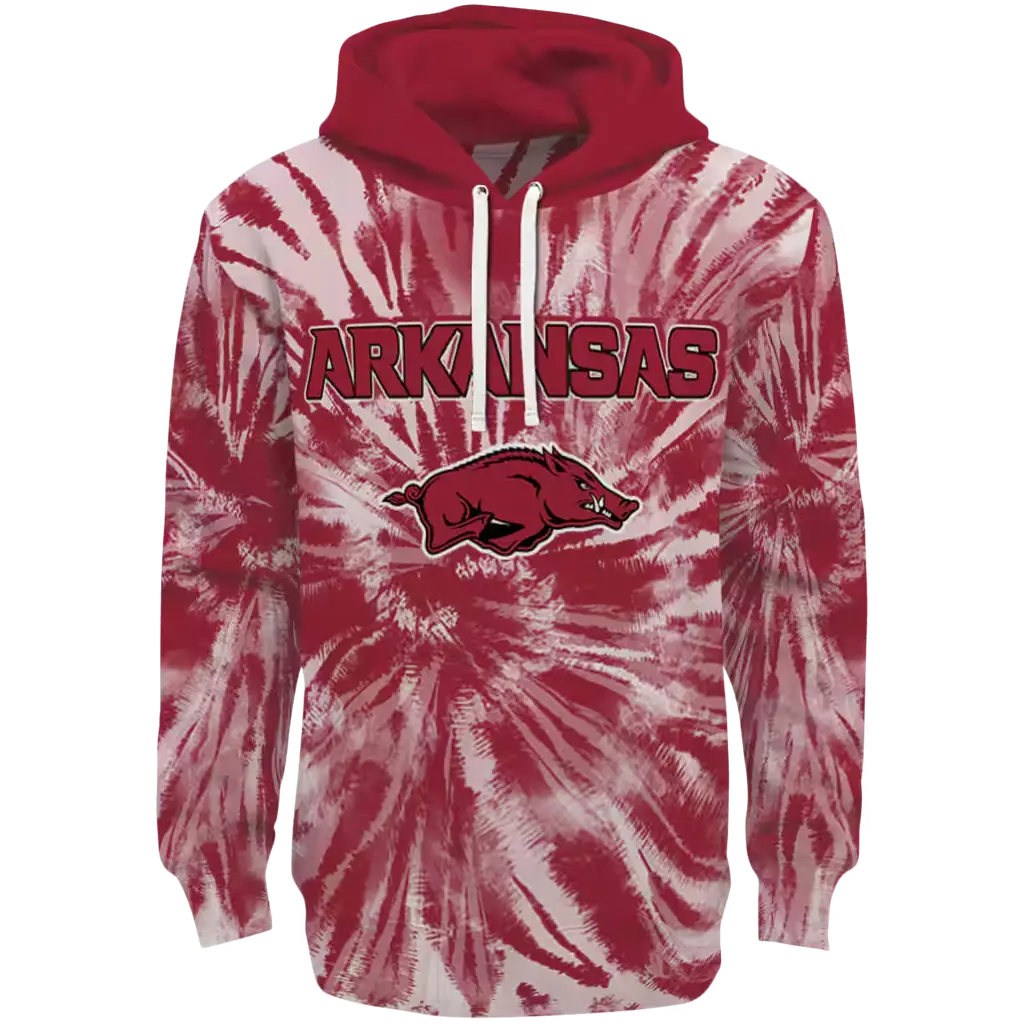 arkansas razorbacks tie dye pattern red hoodie best selling arkansas razorbacks tie dye pattern red hoodie best selling