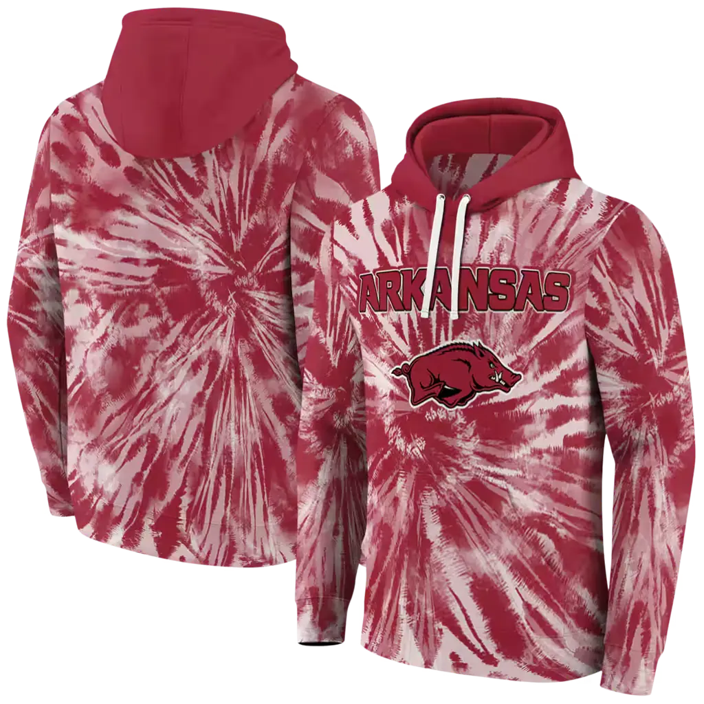 arkansas razorbacks tie dye pattern red hoodie fashion forward arkansas razorbacks tie dye pattern red hoodie fashion forward