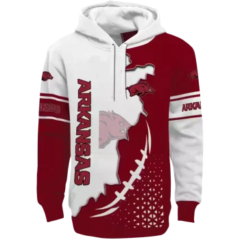 arkansas razorbacks triangular pattern red white hoodie best selling