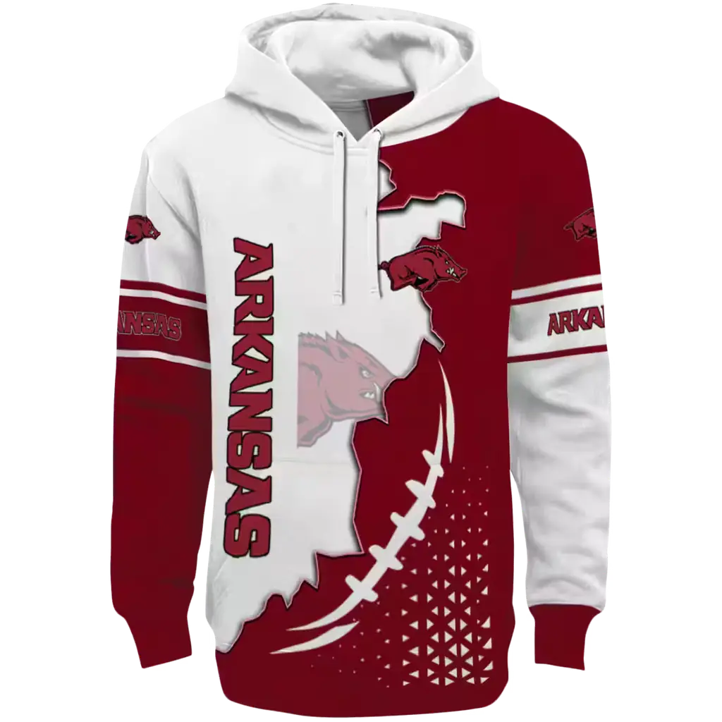 arkansas razorbacks triangular pattern red white hoodie best selling arkansas razorbacks triangular pattern red white hoodie best selling