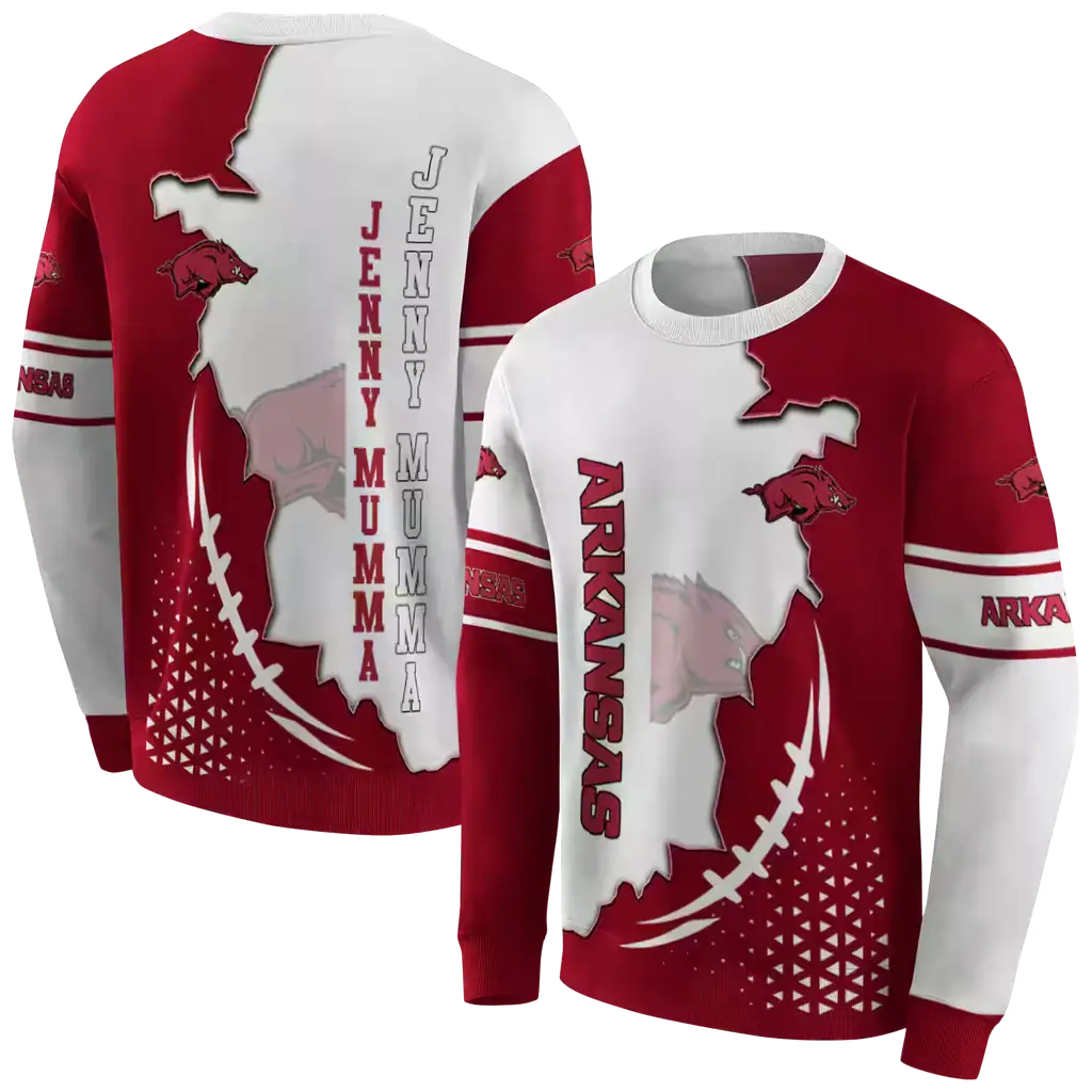 arkansas razorbacks triangular pattern red white hoodie premium grade arkansas razorbacks triangular pattern red white hoodie premium grade