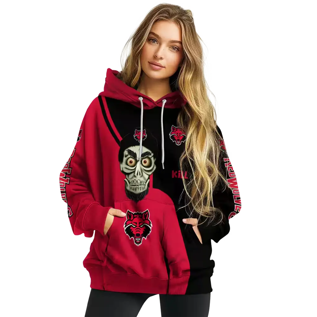 arkansas state red wolves achmed skull scarlet hoodie high quality arkansas state red wolves achmed skull scarlet hoodie high quality