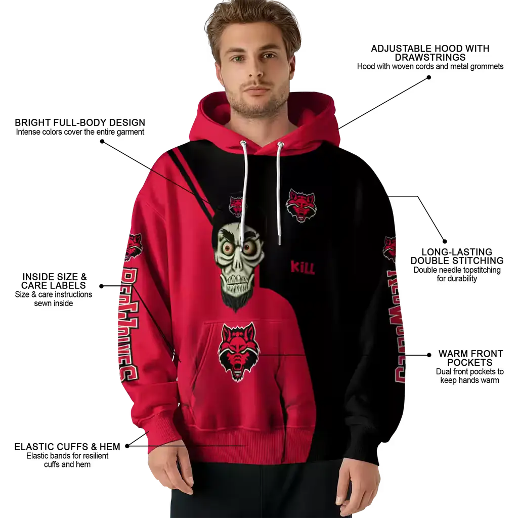 arkansas state red wolves achmed skull scarlet hoodie latest model arkansas state red wolves achmed skull scarlet hoodie latest model