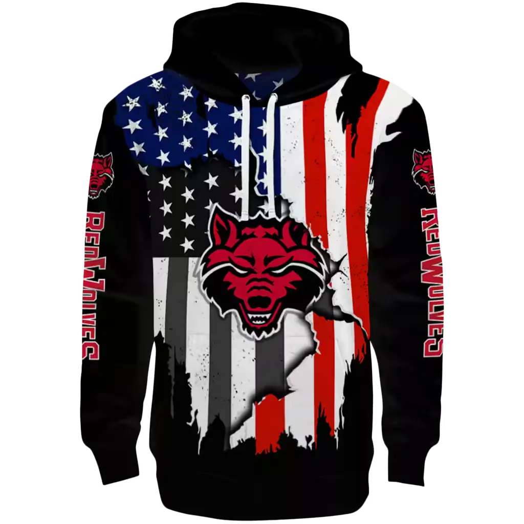 arkansas state red wolves american pride black hoodie best selling arkansas state red wolves american pride black hoodie best selling