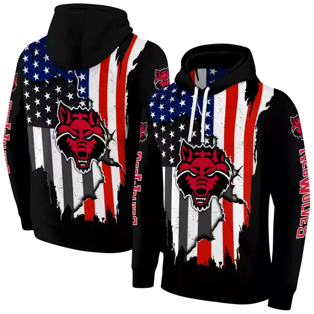 arkansas state red wolves american pride black hoodie fashion forward arkansas state red wolves american pride black hoodie fashion forward