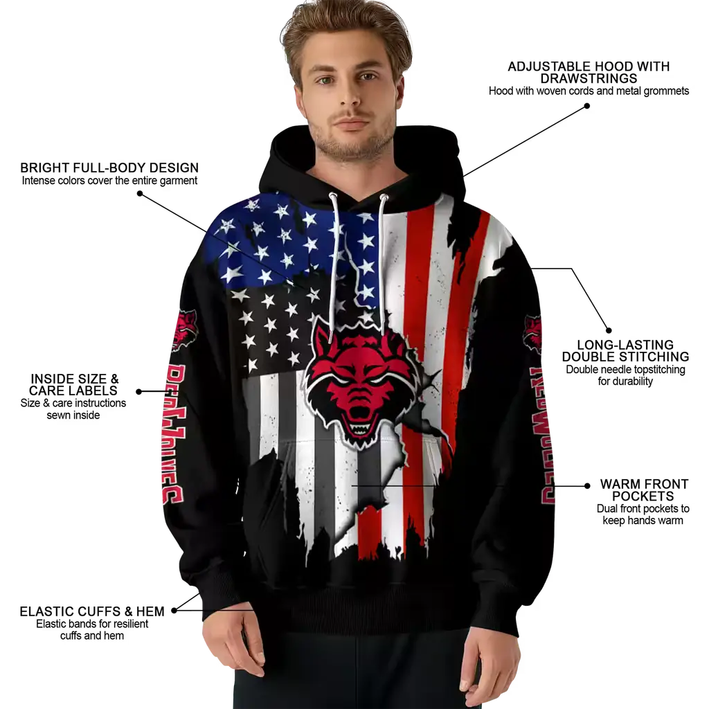 arkansas state red wolves american pride black hoodie latest model arkansas state red wolves american pride black hoodie latest model