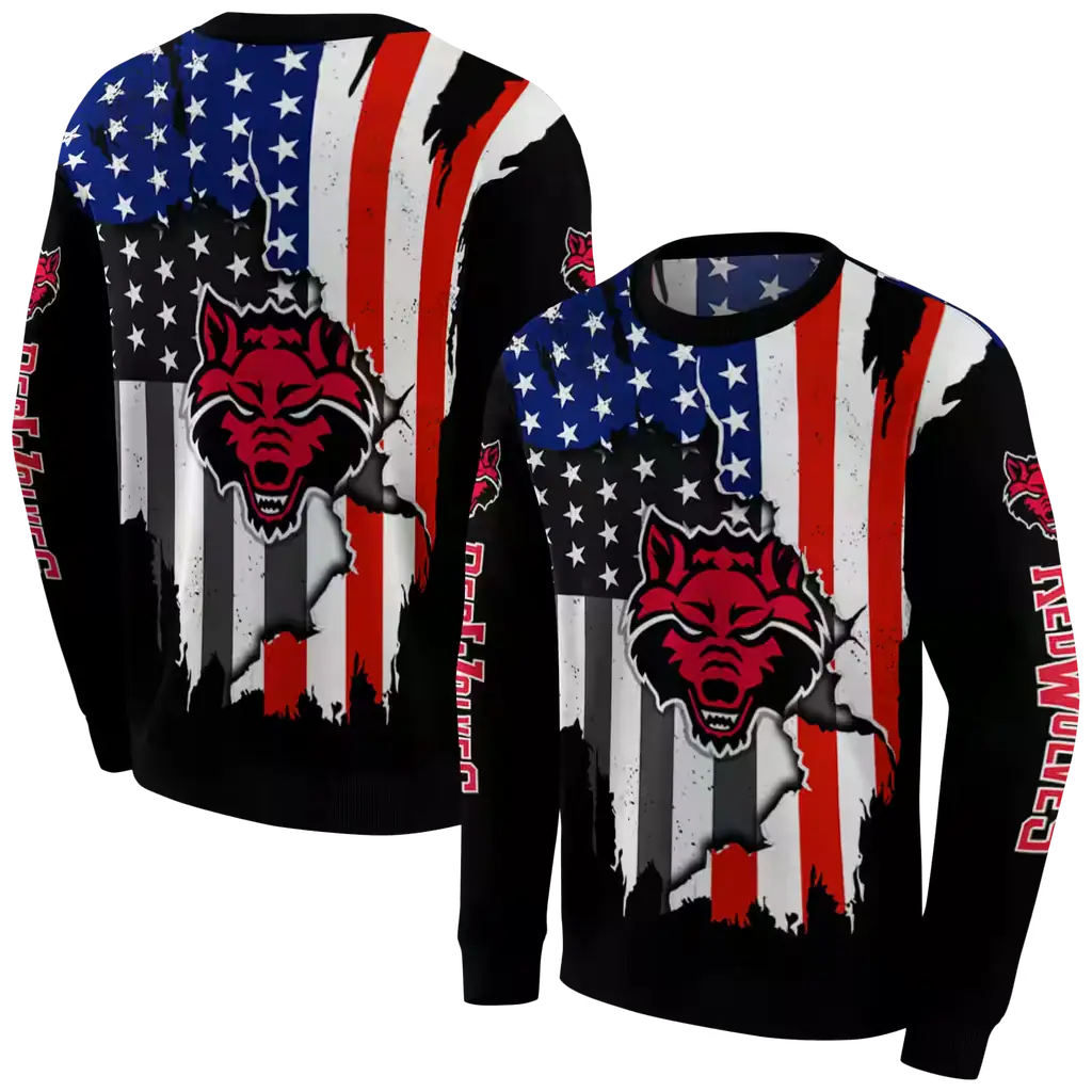 arkansas state red wolves american pride black hoodie premium grade arkansas state red wolves american pride black hoodie premium grade