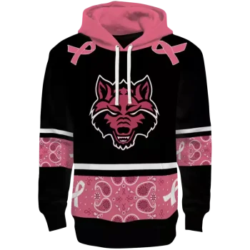 arkansas state red wolves awareness ribbon black pink hoodie best selling