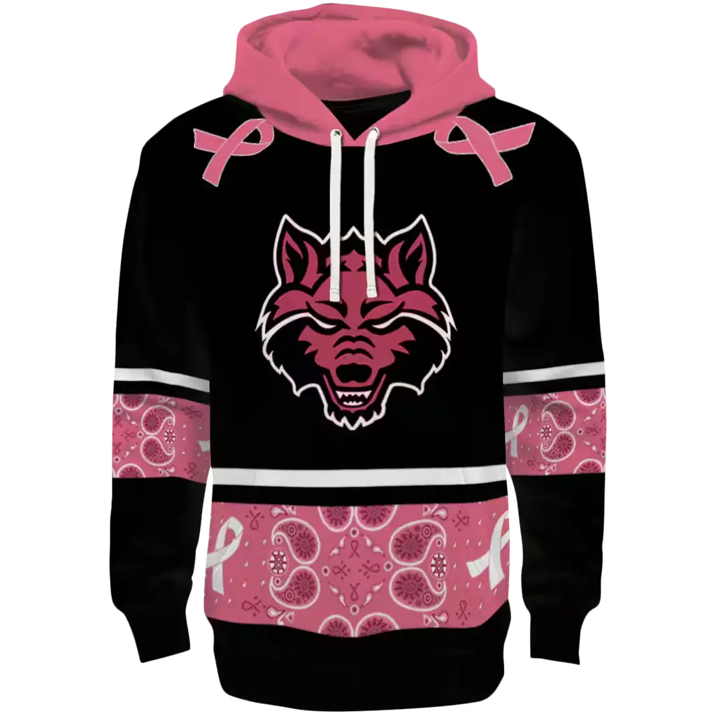 arkansas state red wolves awareness ribbon black pink hoodie best selling arkansas state red wolves awareness ribbon black pink hoodie best selling