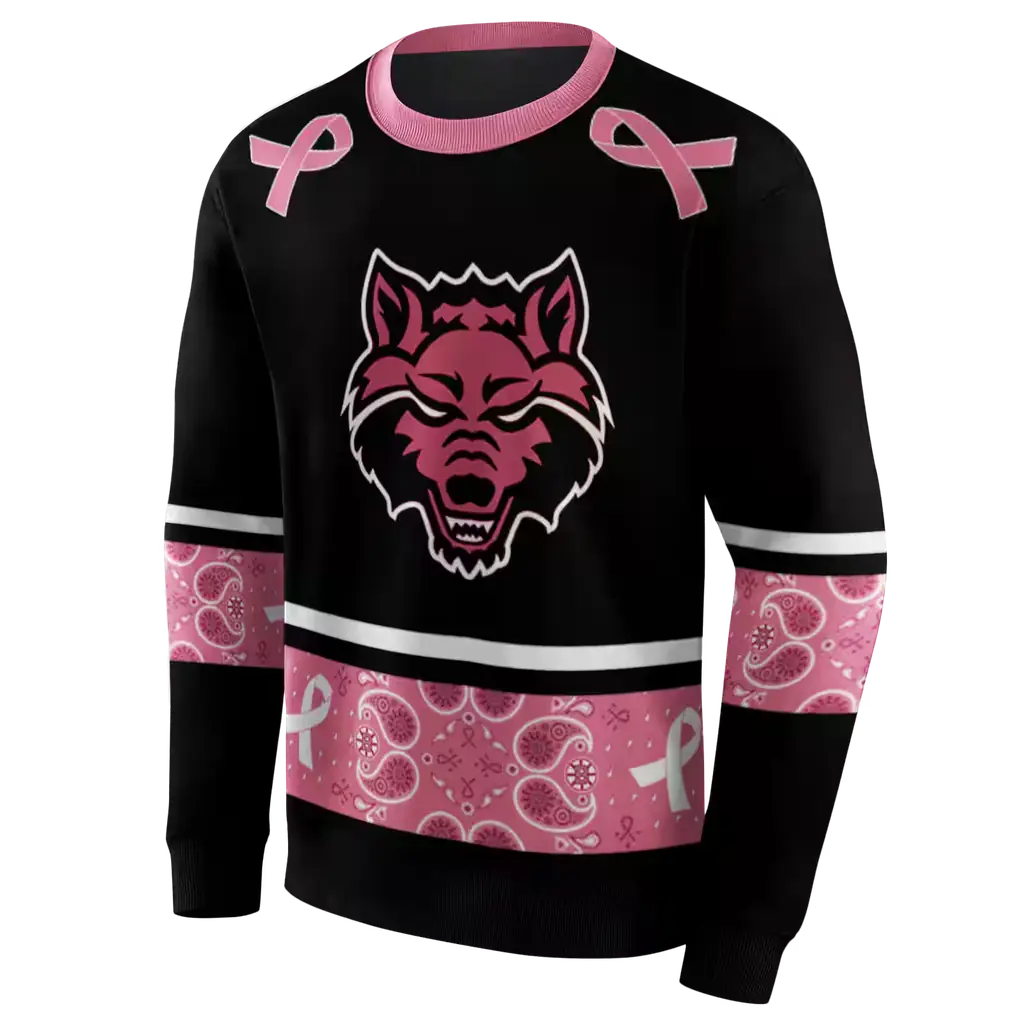 arkansas state red wolves awareness ribbon black pink hoodie new arrival arkansas state red wolves awareness ribbon black pink hoodie new arrival
