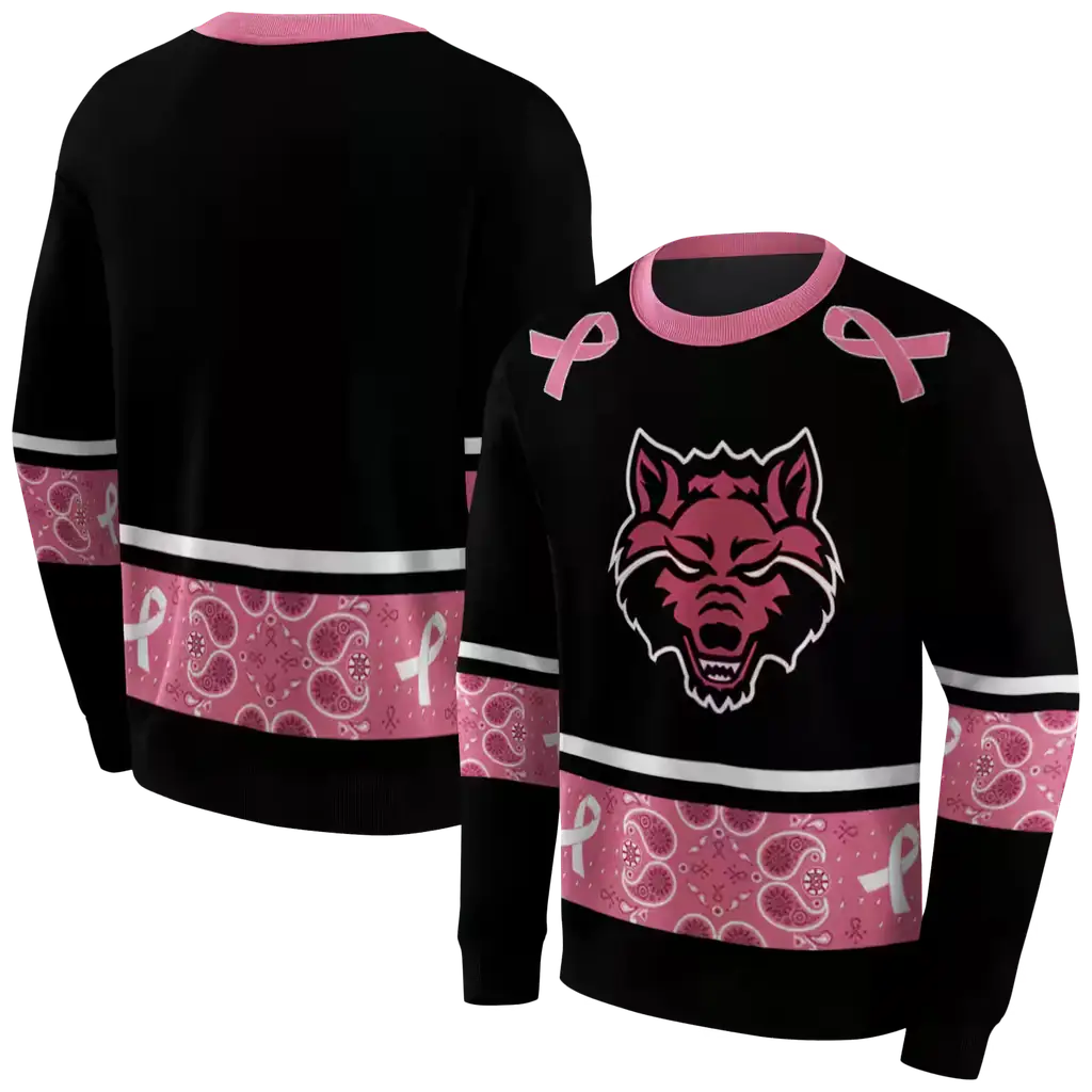 arkansas state red wolves awareness ribbon black pink hoodie premium grade arkansas state red wolves awareness ribbon black pink hoodie premium grade
