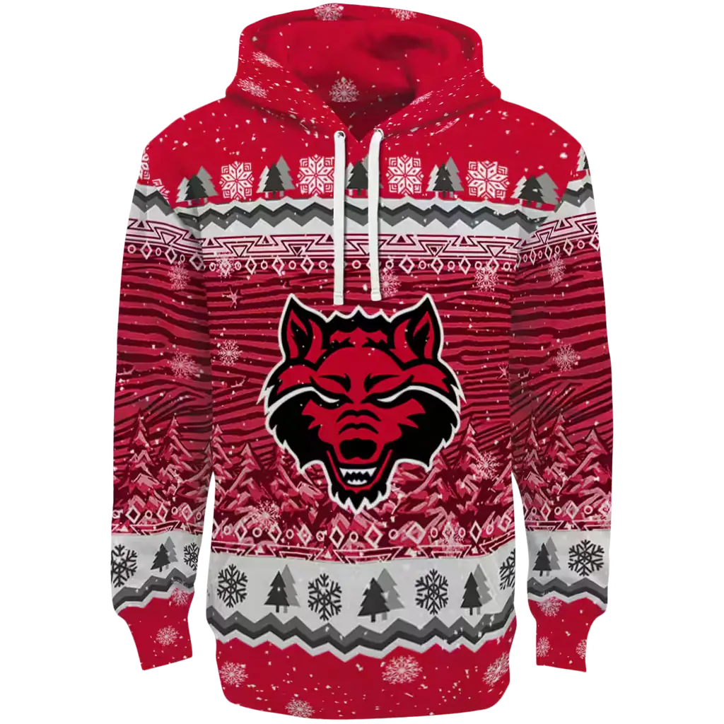 arkansas state red wolves christmas trees scarlet hoodie best selling arkansas state red wolves christmas trees scarlet hoodie best selling