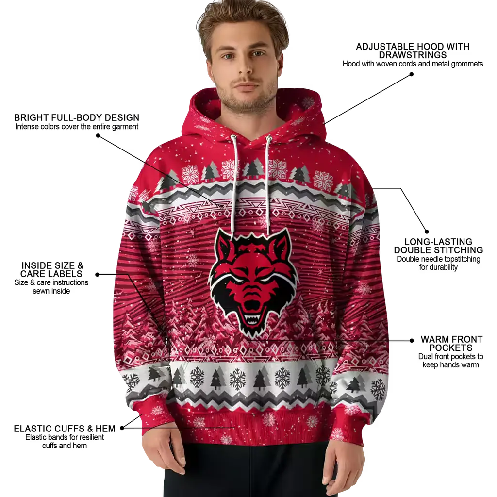 arkansas state red wolves christmas trees scarlet hoodie latest model arkansas state red wolves christmas trees scarlet hoodie latest model