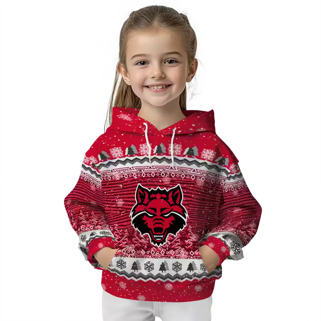 arkansas state red wolves christmas trees scarlet hoodie top rated arkansas state red wolves christmas trees scarlet hoodie top rated
