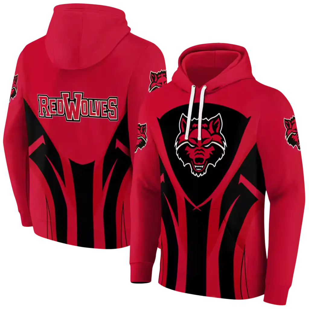 arkansas state red wolves concentric lines scarlet black hoodie fashion forward arkansas state red wolves concentric lines scarlet black hoodie fashion forward