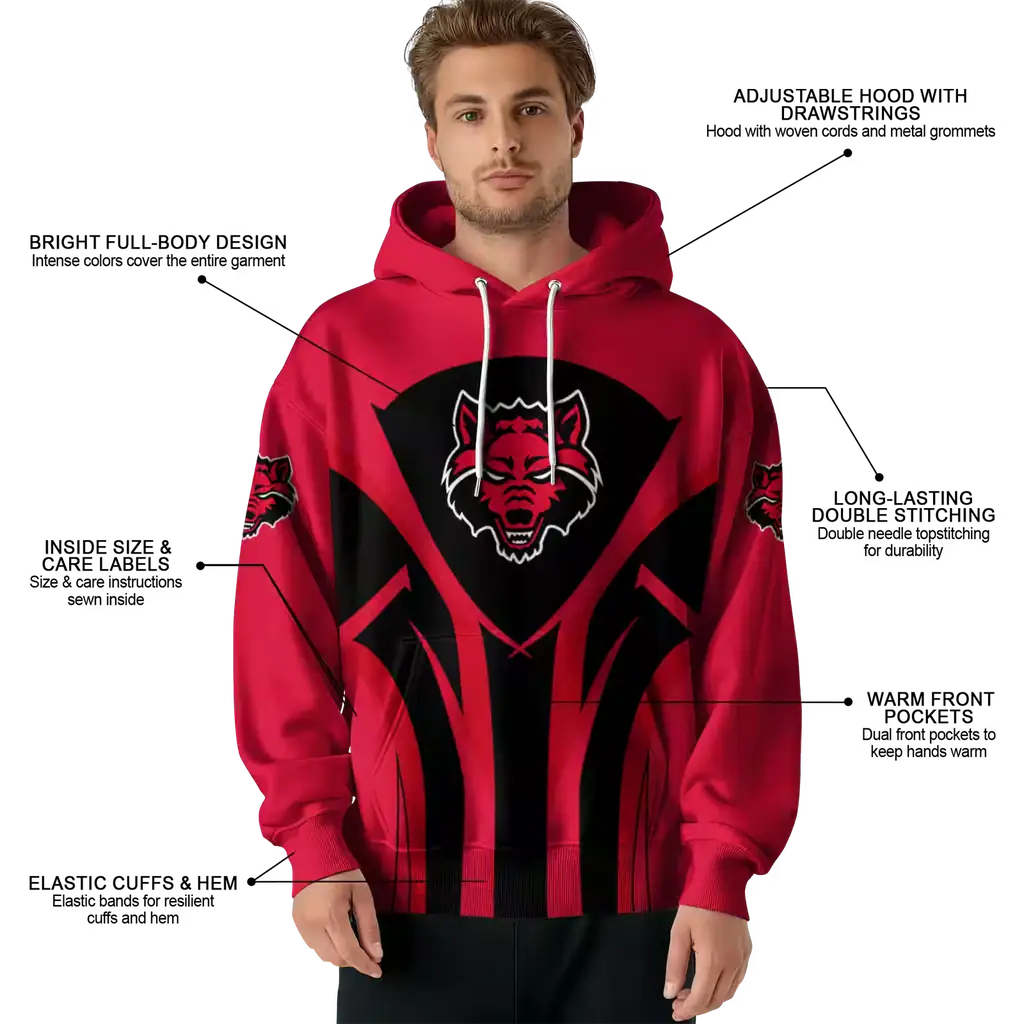 arkansas state red wolves concentric lines scarlet black hoodie latest model arkansas state red wolves concentric lines scarlet black hoodie latest model