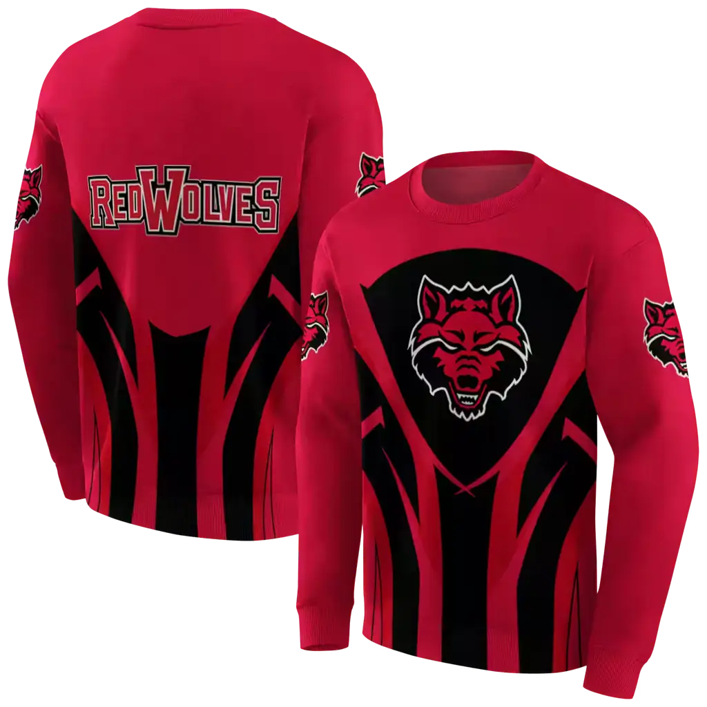 arkansas state red wolves concentric lines scarlet black hoodie premium grade arkansas state red wolves concentric lines scarlet black hoodie premium grade