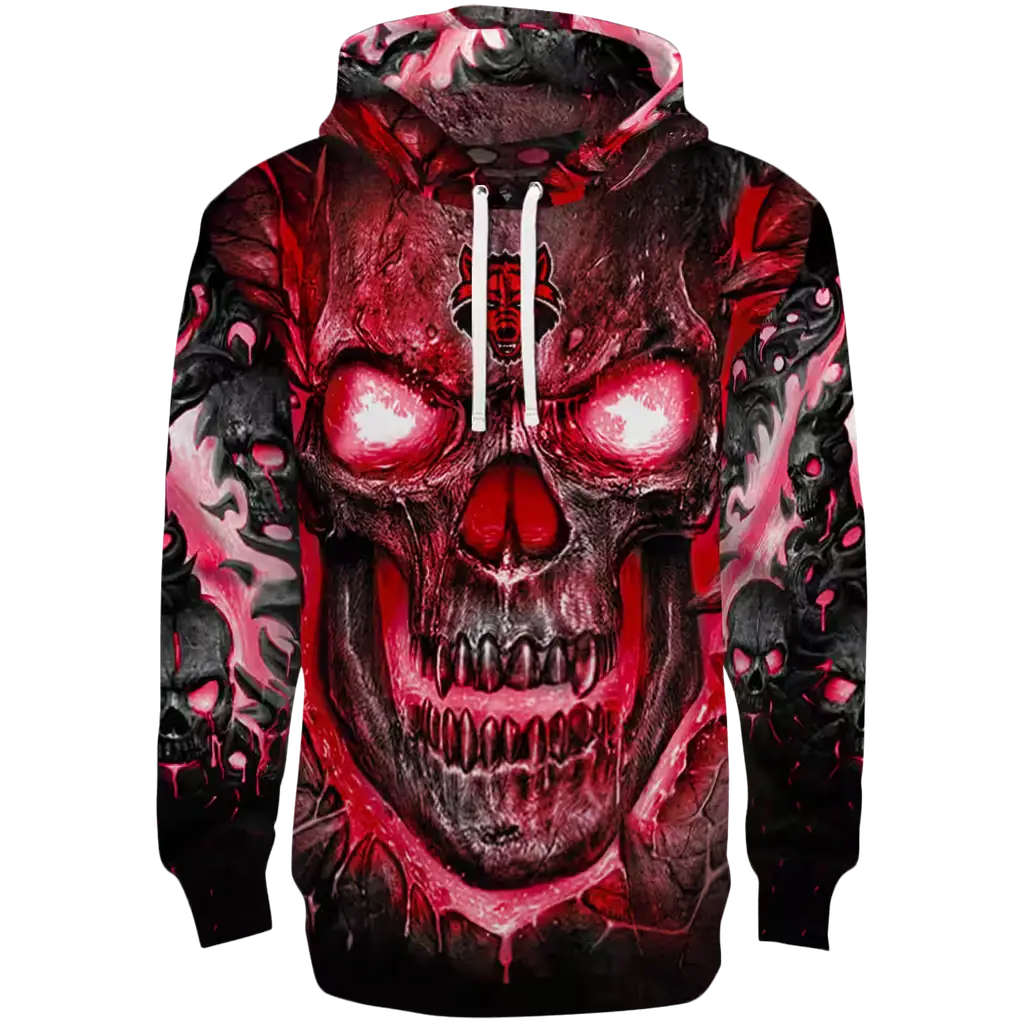arkansas state red wolves demonic skull scarlet black hoodie best selling arkansas state red wolves demonic skull scarlet black hoodie best selling