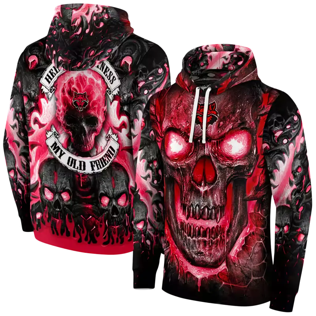 arkansas state red wolves demonic skull scarlet black hoodie fashion forward arkansas state red wolves demonic skull scarlet black hoodie fashion forward