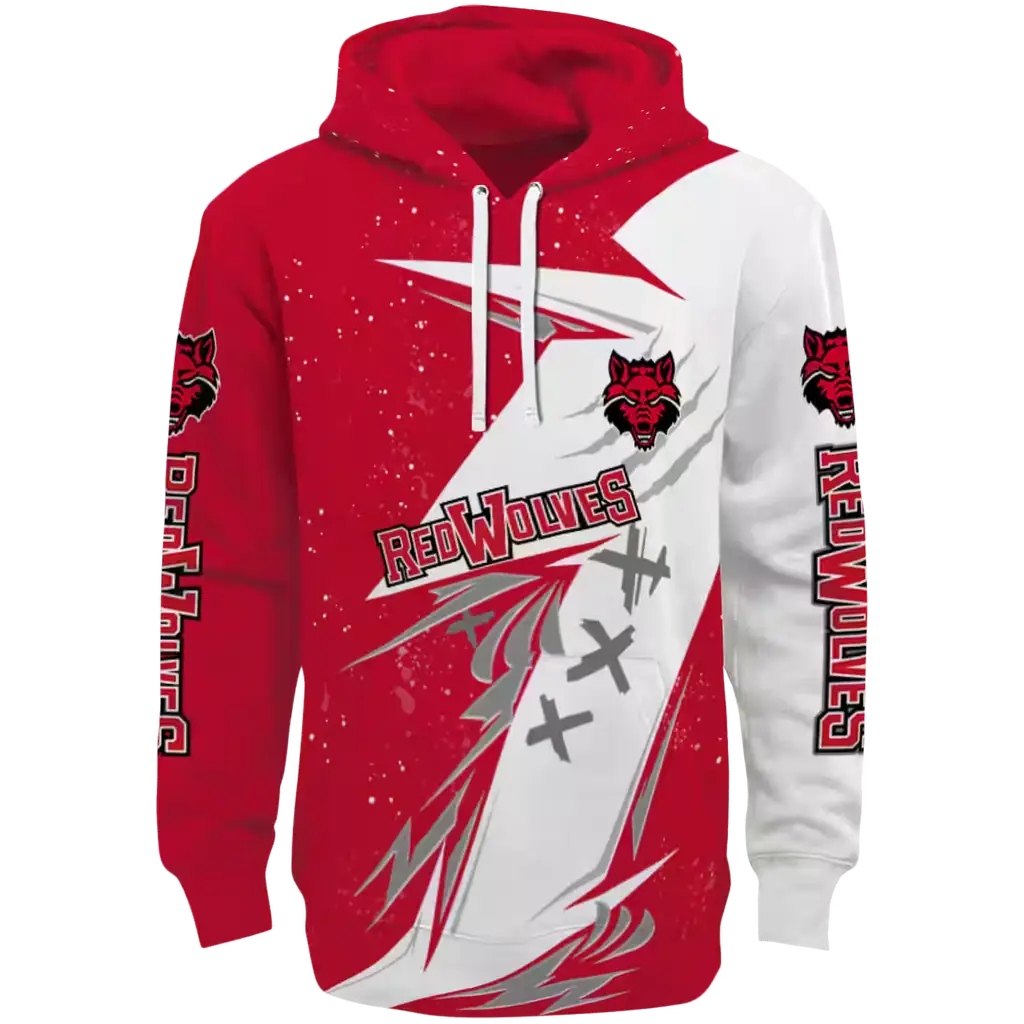 arkansas state red wolves dynamic slash scarlet white hoodie best selling arkansas state red wolves dynamic slash scarlet white hoodie best selling