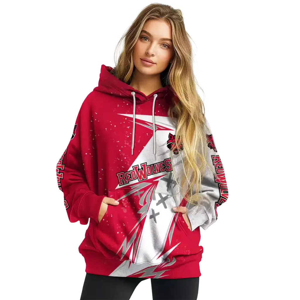 arkansas state red wolves dynamic slash scarlet white hoodie high quality arkansas state red wolves dynamic slash scarlet white hoodie high quality
