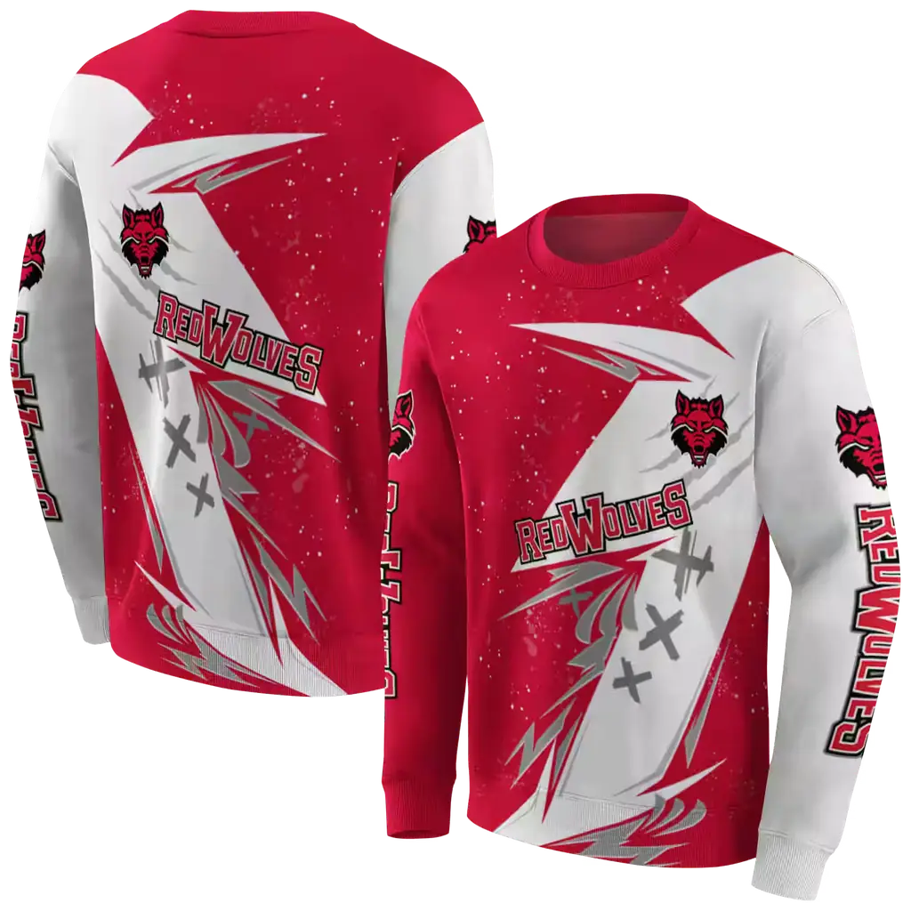 arkansas state red wolves dynamic slash scarlet white hoodie premium grade arkansas state red wolves dynamic slash scarlet white hoodie premium grade