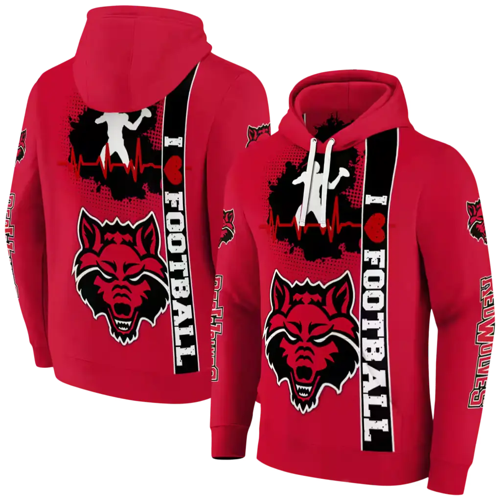 arkansas state red wolves football heartbeat scarlet hoodie fashion forward arkansas state red wolves football heartbeat scarlet hoodie fashion forward