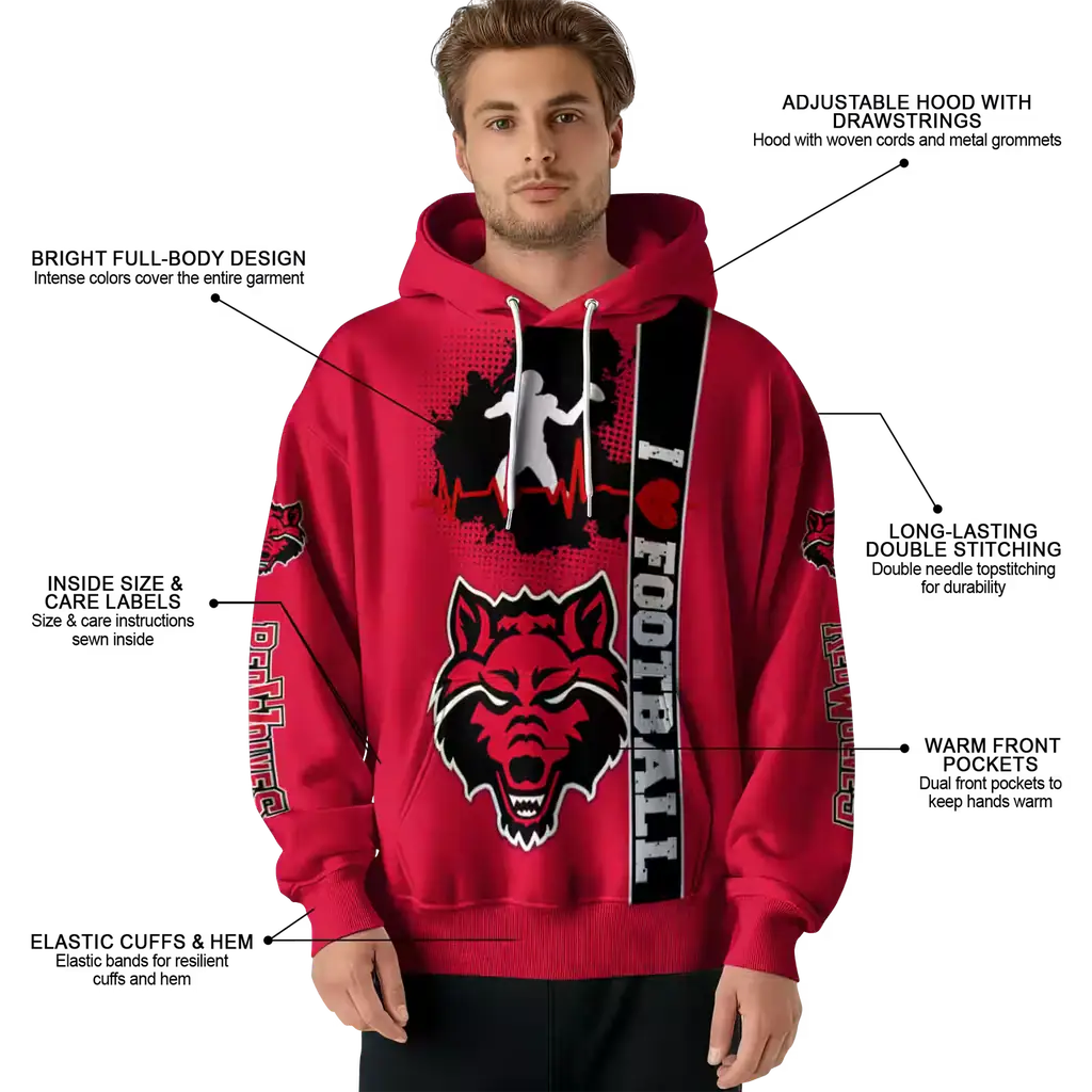 arkansas state red wolves football heartbeat scarlet hoodie latest model arkansas state red wolves football heartbeat scarlet hoodie latest model