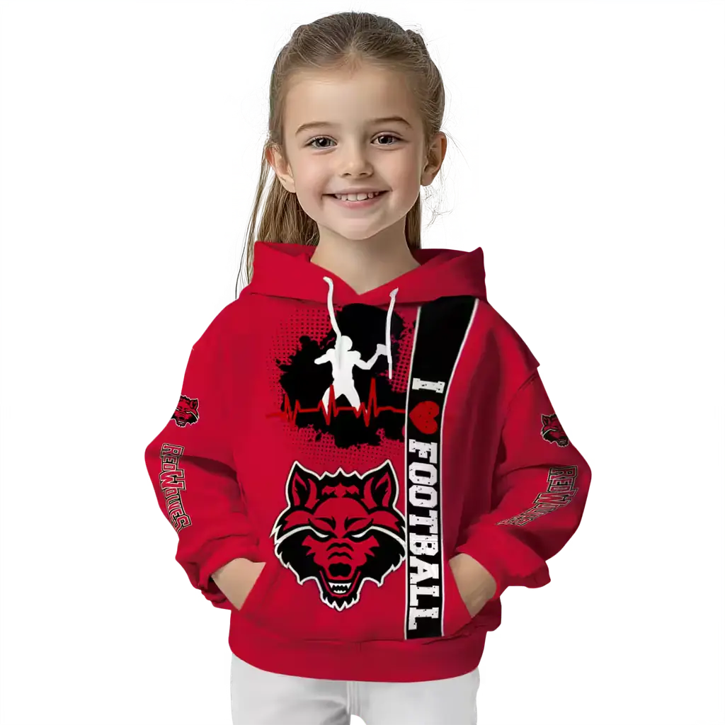 arkansas state red wolves football heartbeat scarlet hoodie top rated arkansas state red wolves football heartbeat scarlet hoodie top rated