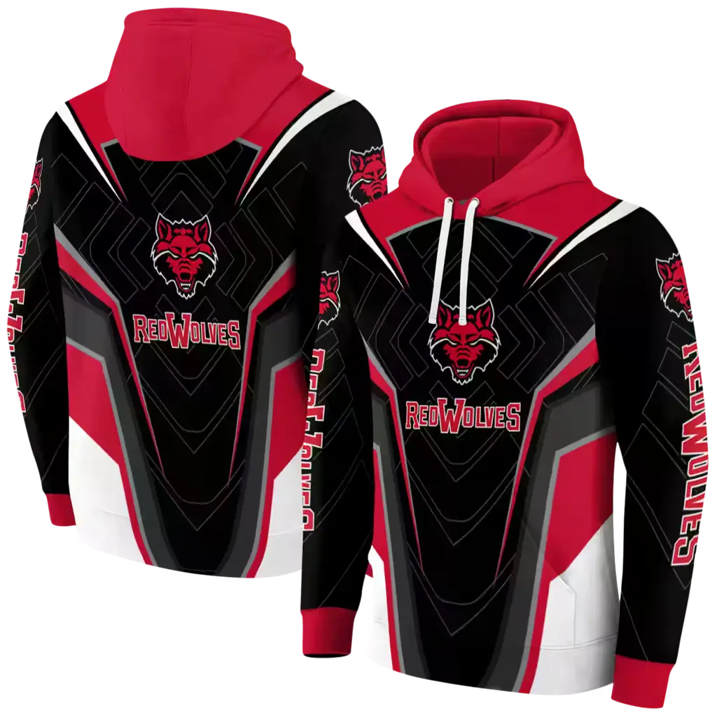 arkansas state red wolves futuristic pattern scarlet black hoodie fashion forward arkansas state red wolves futuristic pattern scarlet black hoodie fashion forward