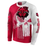 arkansas state red wolves graphic punisher scarlet white hoodie best selling