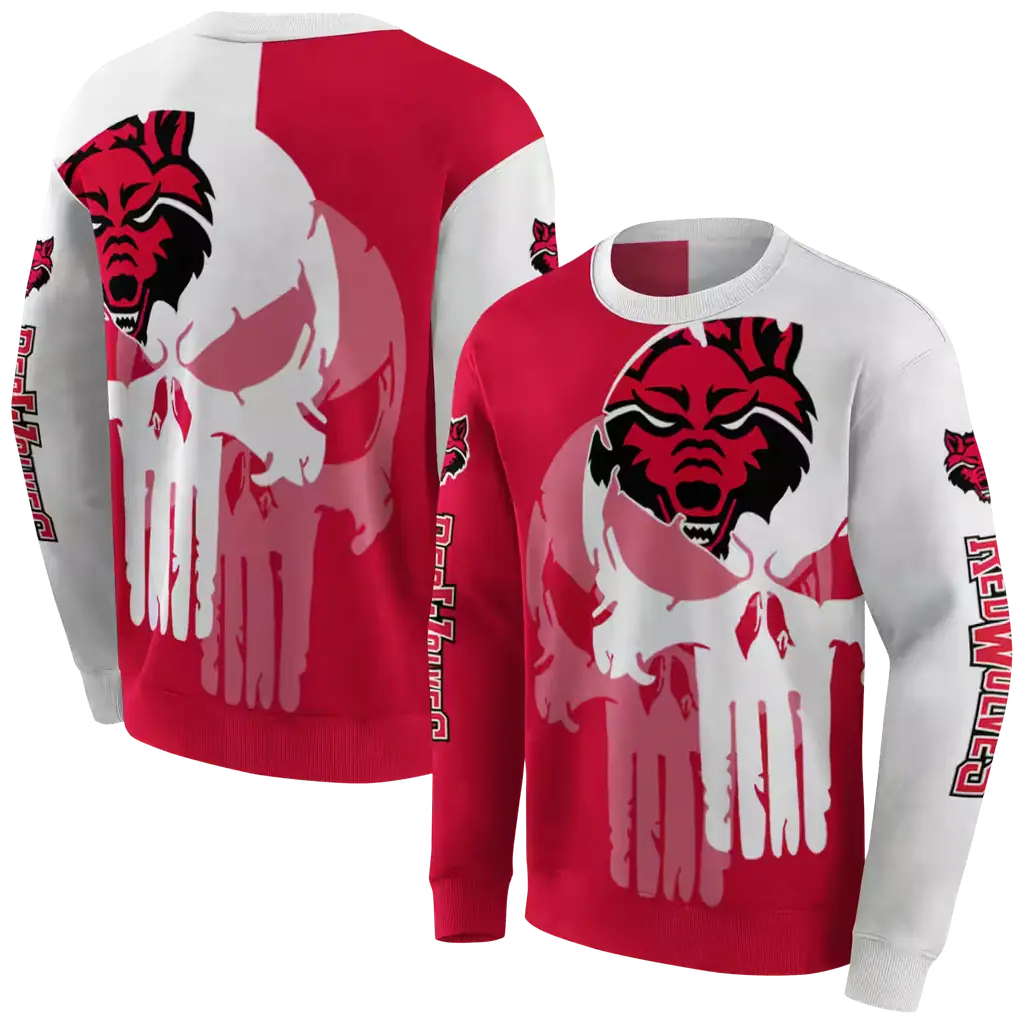 arkansas state red wolves graphic punisher scarlet white hoodie premium grade arkansas state red wolves graphic punisher scarlet white hoodie premium grade