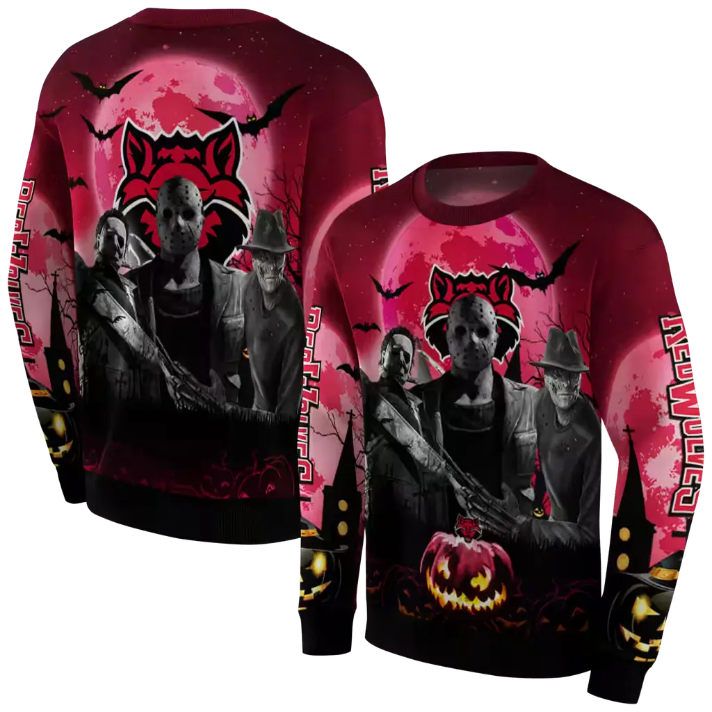 arkansas state red wolves halloween vibes scarlet black hoodie premium grade arkansas state red wolves halloween vibes scarlet black hoodie premium grade