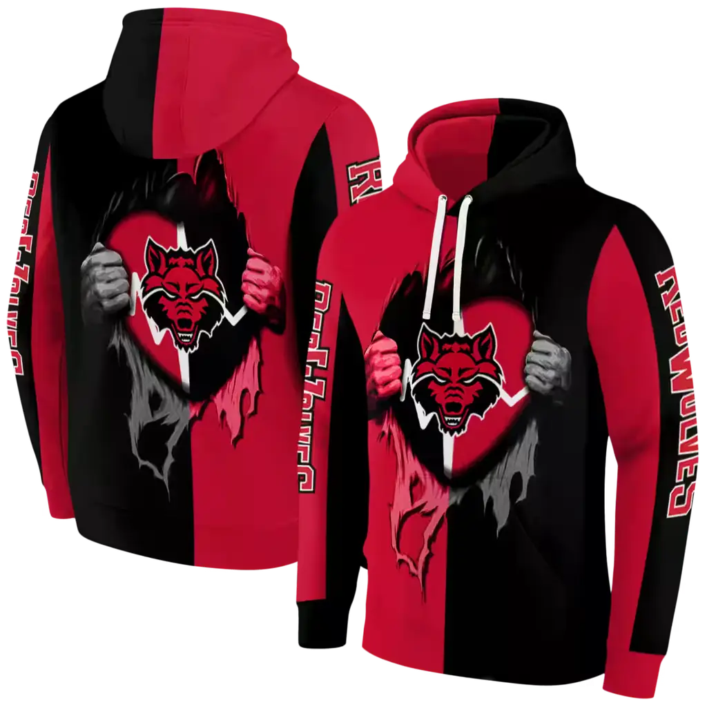 arkansas state red wolves heartbeat graphic scarlet hoodie fashion forward arkansas state red wolves heartbeat graphic scarlet hoodie fashion forward
