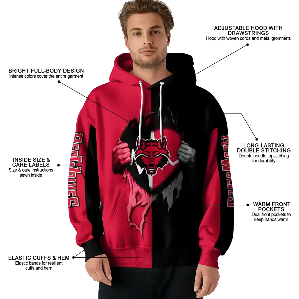 arkansas state red wolves heartbeat graphic scarlet hoodie latest model arkansas state red wolves heartbeat graphic scarlet hoodie latest model