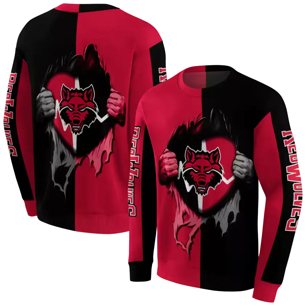 arkansas state red wolves heartbeat graphic scarlet hoodie premium grade arkansas state red wolves heartbeat graphic scarlet hoodie premium grade