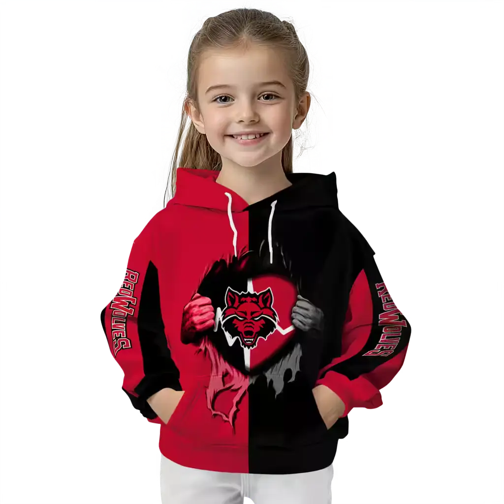 arkansas state red wolves heartbeat graphic scarlet hoodie top rated arkansas state red wolves heartbeat graphic scarlet hoodie top rated