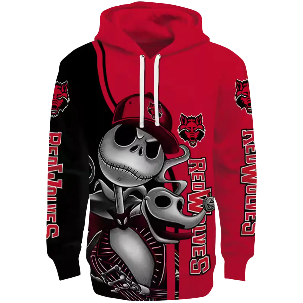 arkansas state red wolves jack skellington scarlet hoodie best selling arkansas state red wolves jack skellington scarlet hoodie best selling