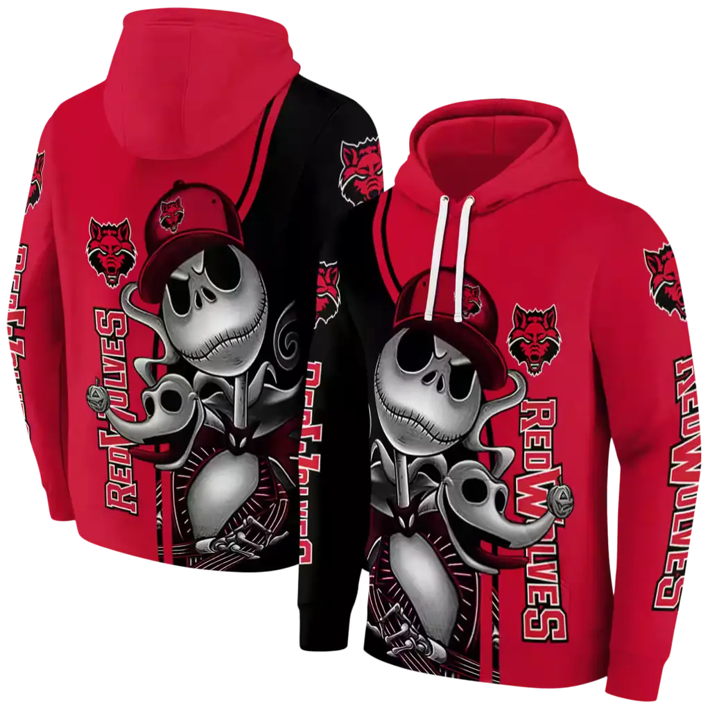 arkansas state red wolves jack skellington scarlet hoodie fashion forward arkansas state red wolves jack skellington scarlet hoodie fashion forward